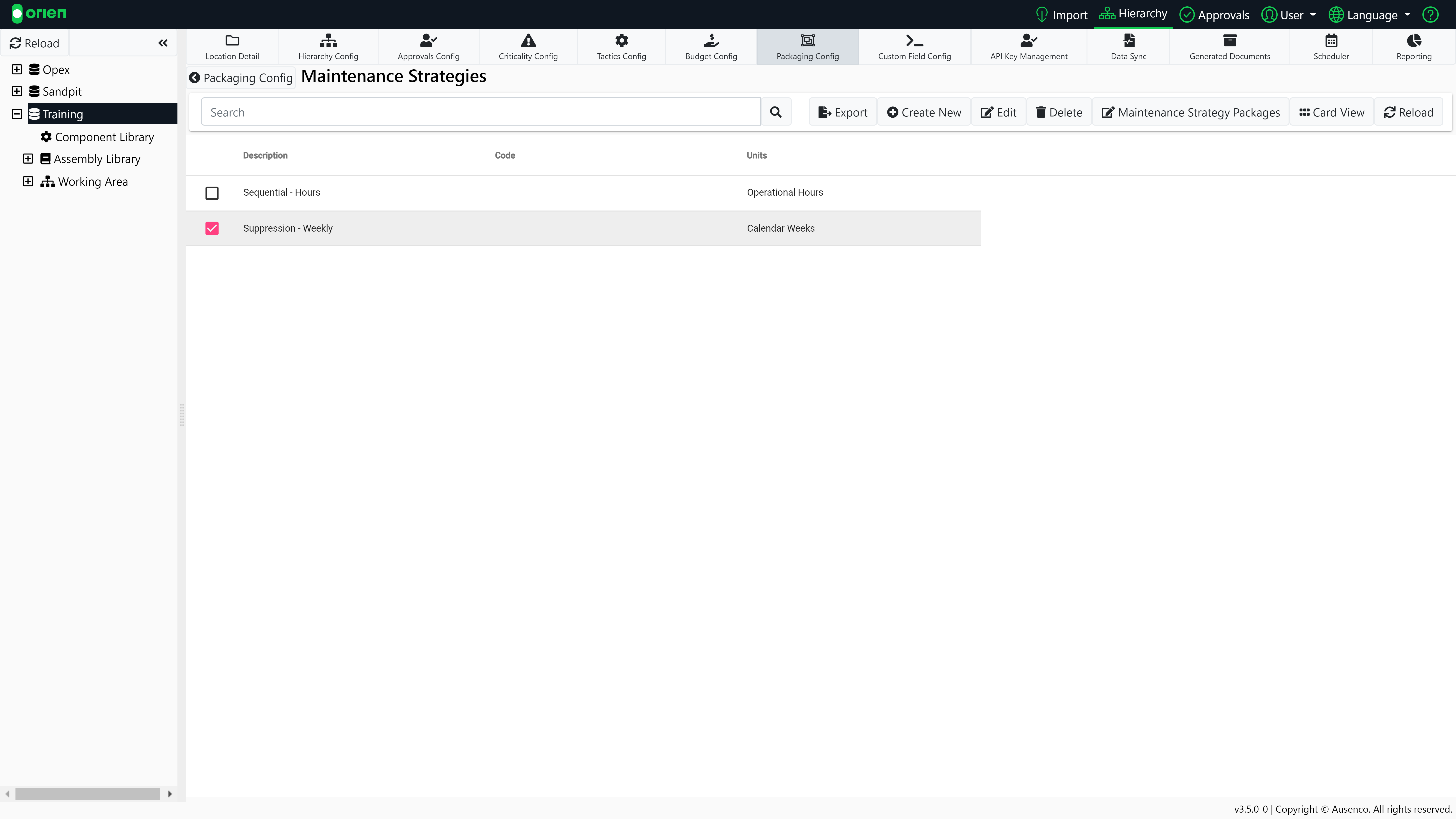 Configuring Maintenance Strategies – Orien Help Centre