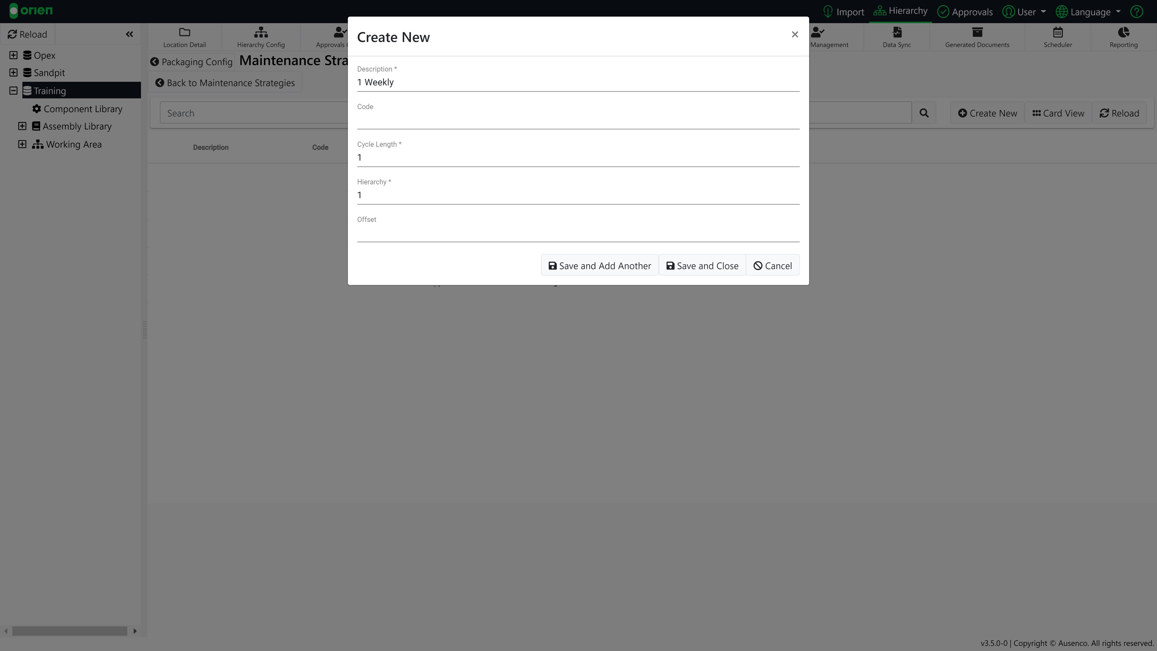 Configuring Maintenance Strategies – Orien Help Centre